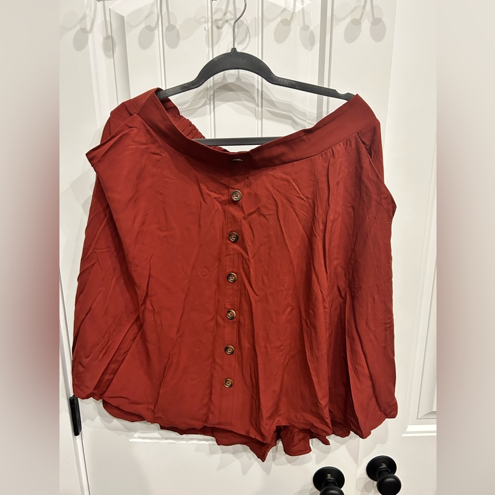 Torrid linen blend rust colored midi skirt